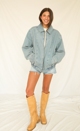 show me your mumu: carter bomber jacket - ozone indigo