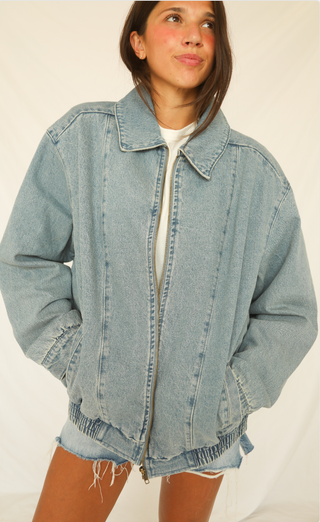 show me your mumu: carter bomber jacket - ozone indigo