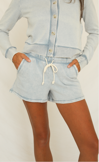 z supply: hunter knit denim short - washed indigo