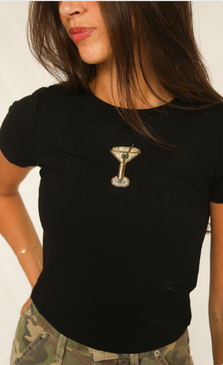 olive you beaded baby tee