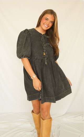 show it down babydoll denim mini dress