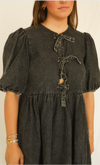 show it down babydoll denim mini dress