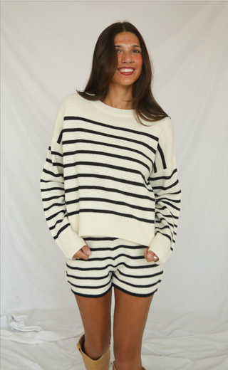 no new friends striped set - black