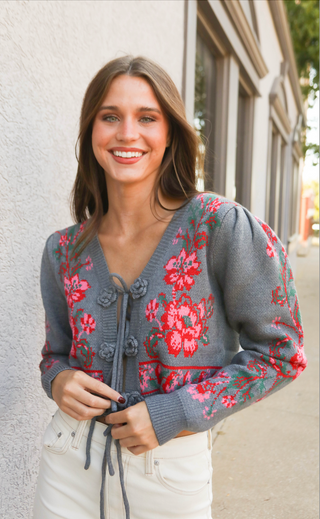 there she goes floral cardigan