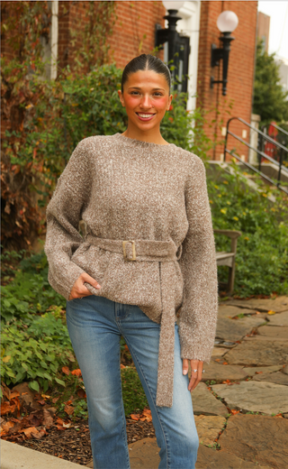 espresso belted sweater