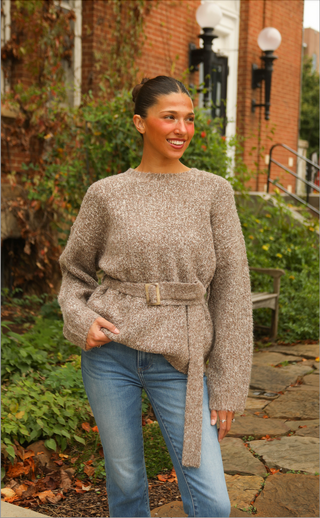 espresso belted sweater