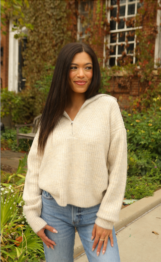 anything but ordinary half zip sweater