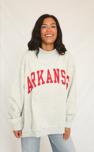 arkansas reversible mock neck sweatshirt - grey