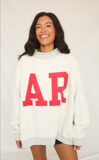 arkansas reversible mock neck sweatshirt - grey