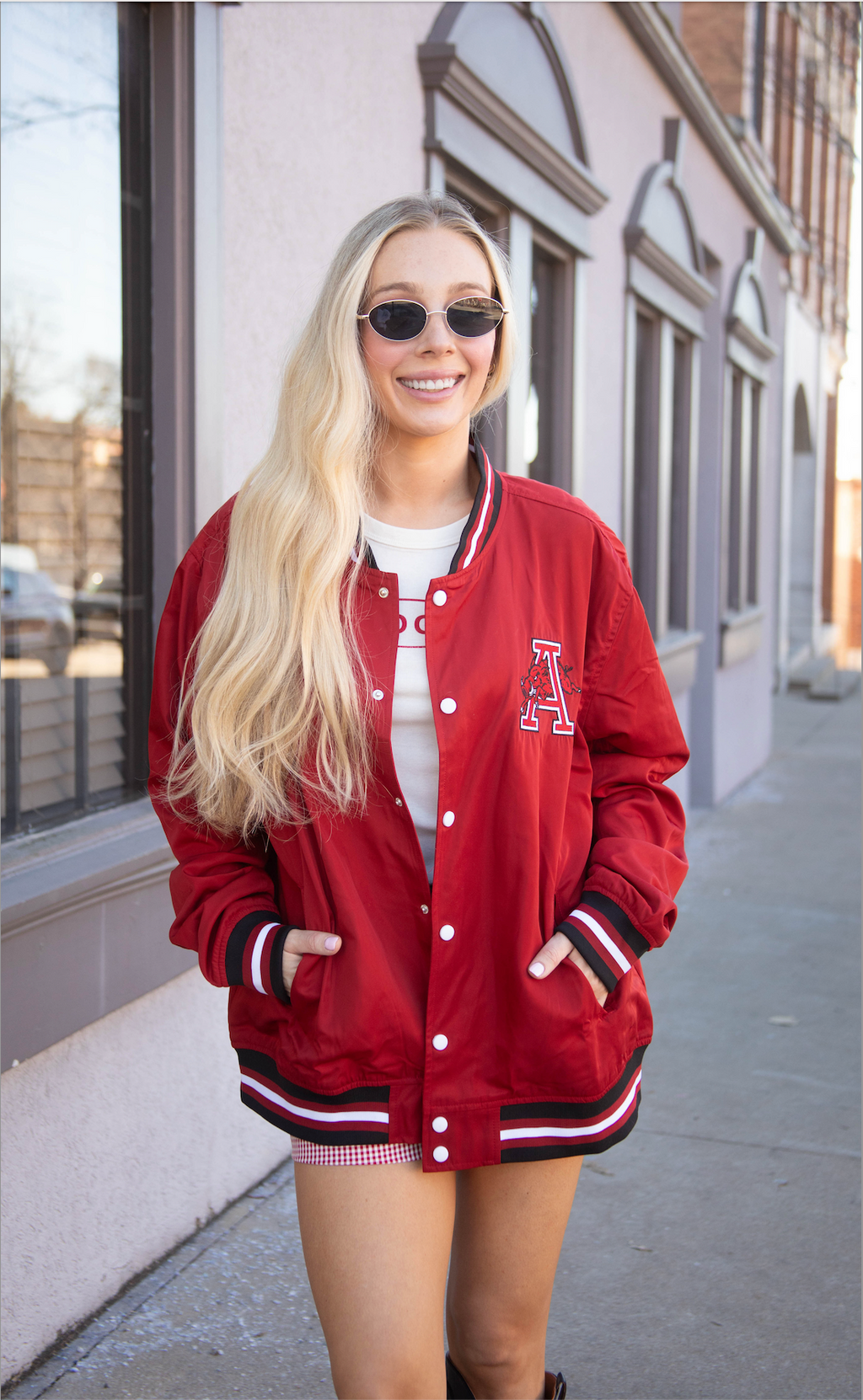 arkansas bomber jacket - razorback red – Riffraff