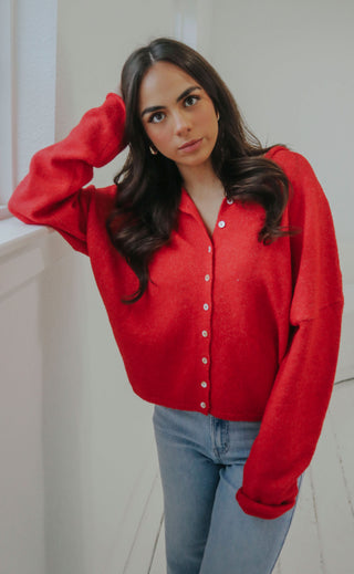 beat of your heart cardigan - red
