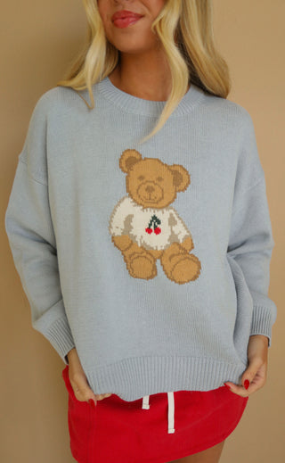 cuddle season sweater - cherry teddy