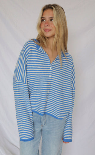 beat of your heart cardigan - blue stripe