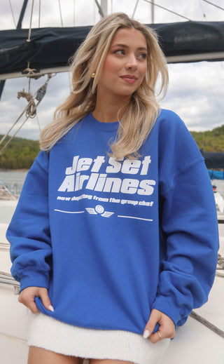 friday + saturday: jet set airlines sweatshirt