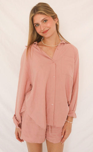 z supply: the perfect linen top - pink smoke