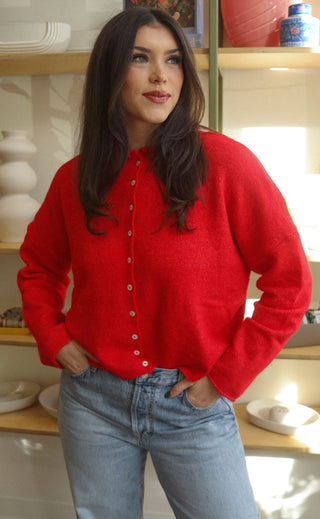 beat of your heart cardigan - red