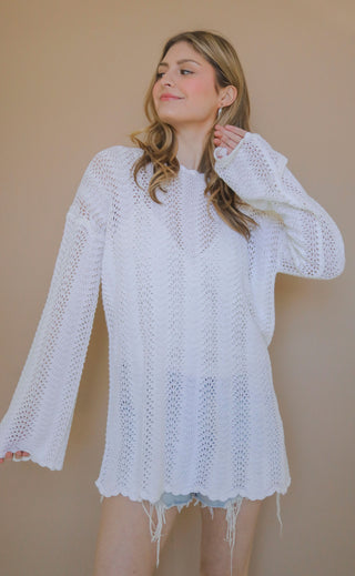 show me your mumu: packable pullover - white crochet