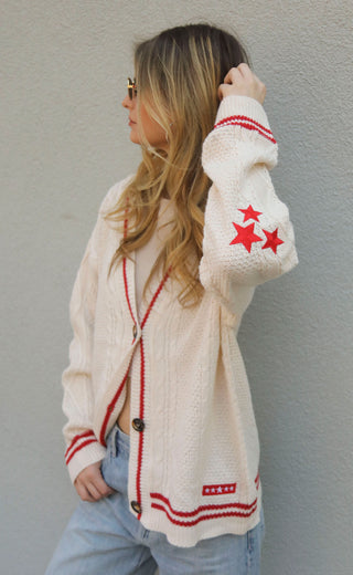 stars aligned cardigan - red