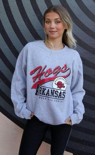 charlie southern: hogs script sweatshirt - grey