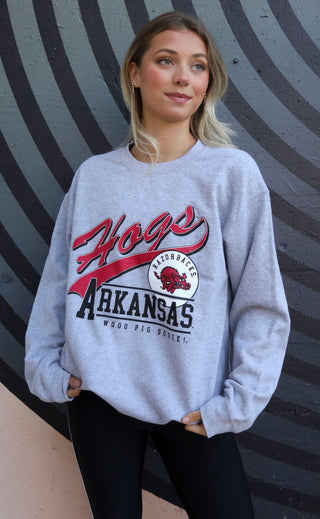 charlie southern: hogs script sweatshirt - grey