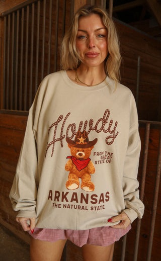 charlie southern: howdy arkansas teddy sweatshirt
