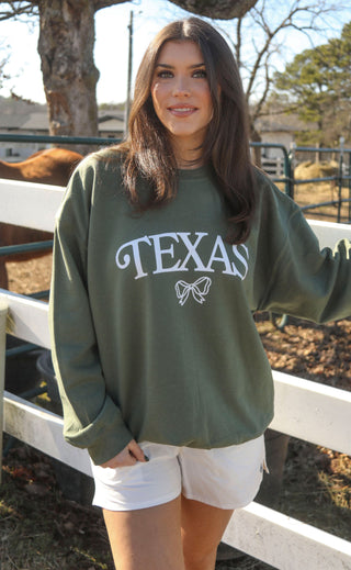 charlie southern: texas bow sweatshirt - green