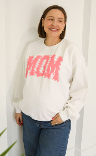 friday + saturday: classic mom sweatshirt -  pink