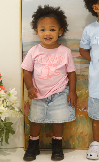 charlie southern: texas pink boots kids tee
