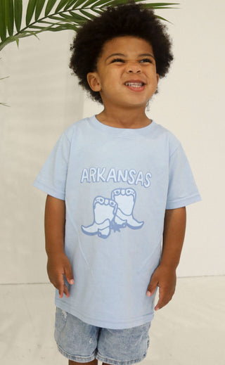 charlie southern: arkansas blue boots kids tee