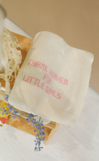 thank heaven embroidered knit blanket