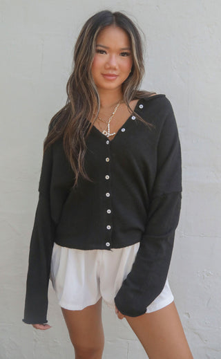 beat of your heart cardigan - black