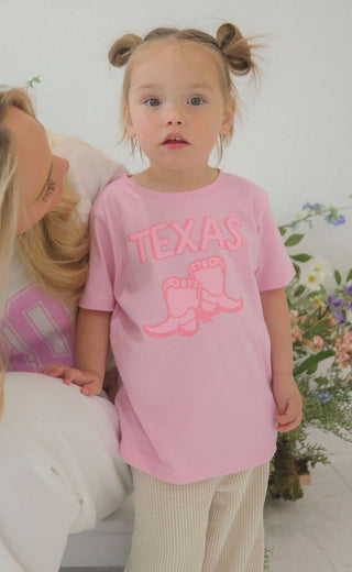 charlie southern: texas pink boots kids tee