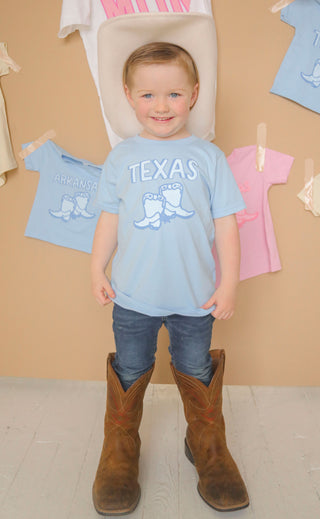 charlie southern: texas blue boots kids tee