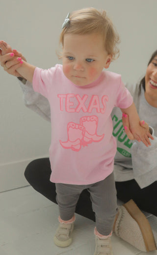 charlie southern: texas pink boots kids tee