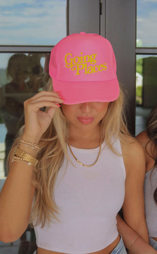 friday + saturday: going places trucker hat - pink