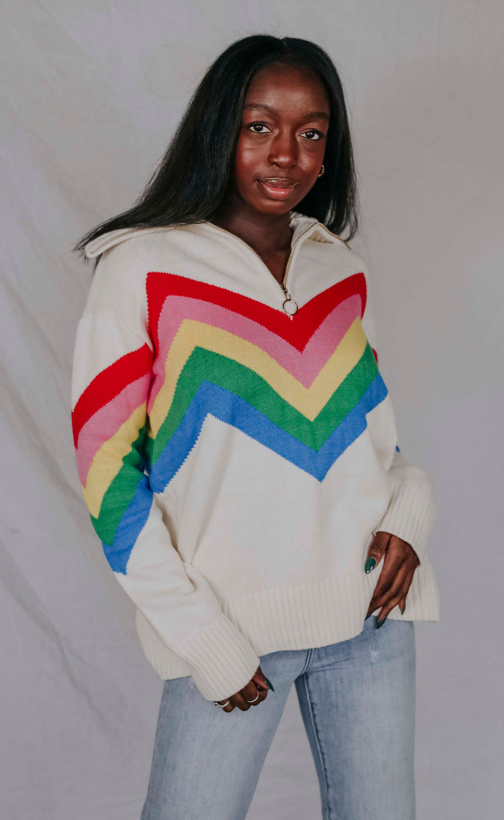 show me your mumu: weston half zip pullover - rainbow – Riffraff