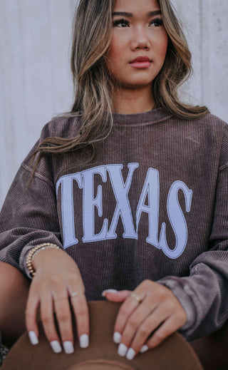charlie southern: texas corded sweatshirt - mocha