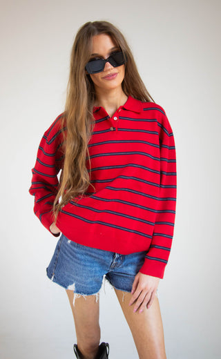 winning streak collared sweater