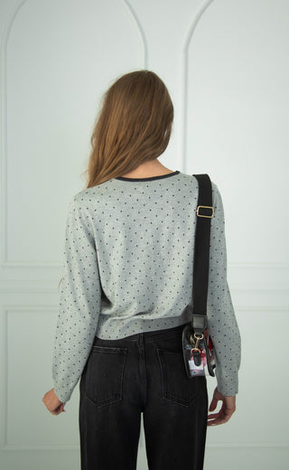 soft light polka dot cardigan - grey