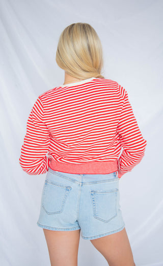 crisp lines cardigan - red