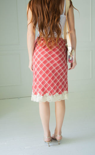 sweet like her plaid midi skirt