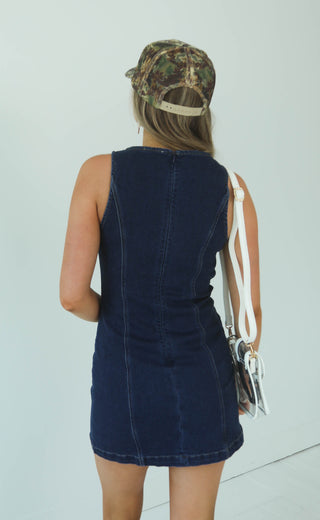 thread count denim mini dress