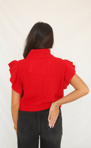red velvet crop sweater