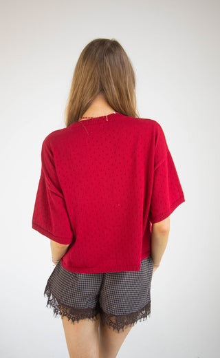 pretty me pointelle short sleeve cardigan