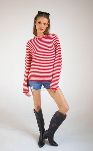 in color stripe sweater