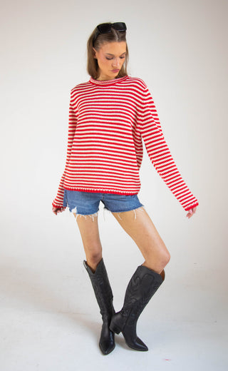 in color stripe sweater