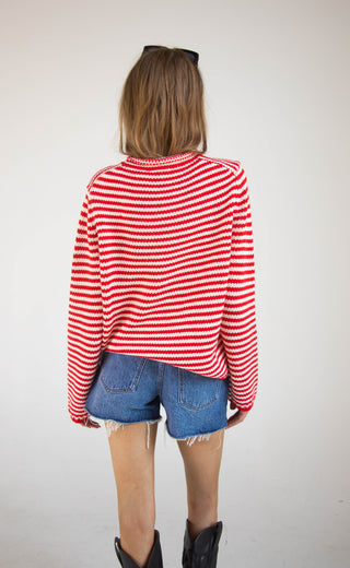 in color stripe sweater