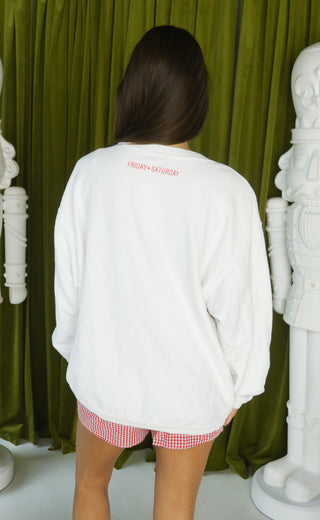 friday + saturday: merry little christmas corded sweatshirt