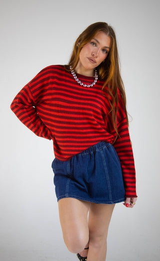 heart of gold sweater - red stripe