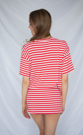 bright side stripe skort set - red